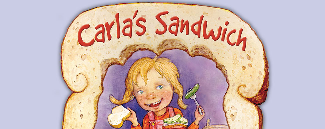 illustration of a girl making sandwiches and smiling