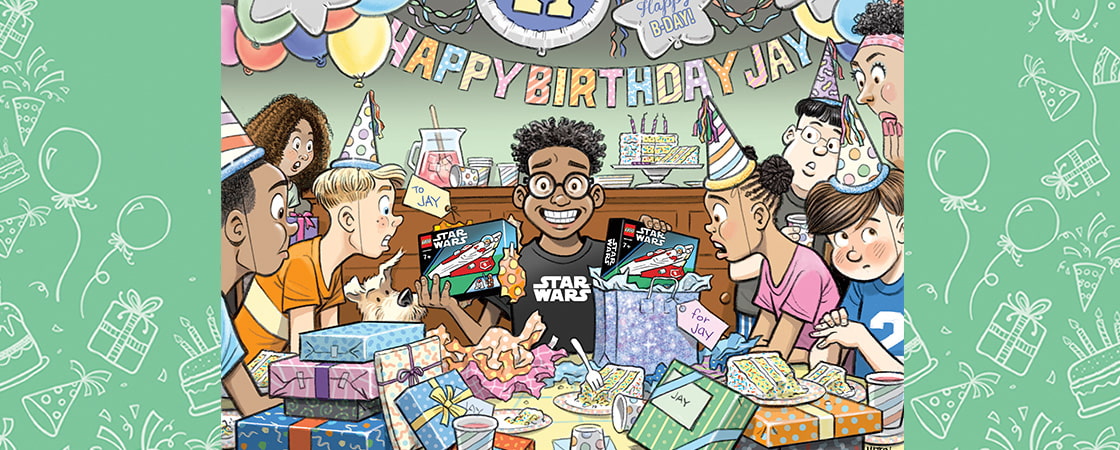 Illustration of a birthday party