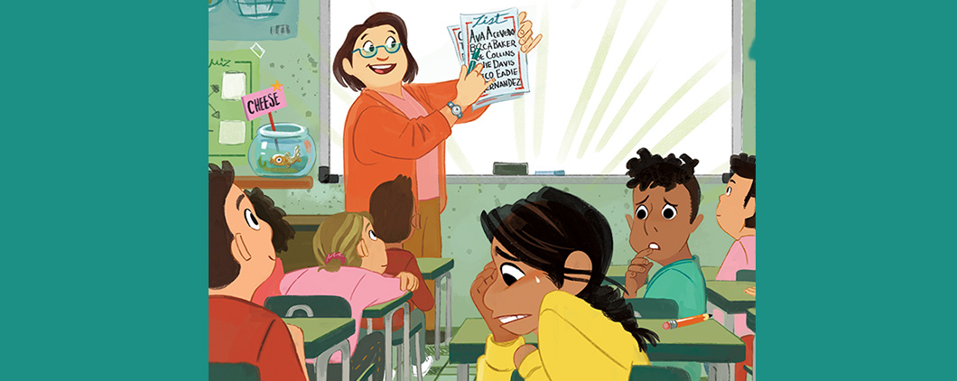 Illustration of a student feeling embarrassed in class