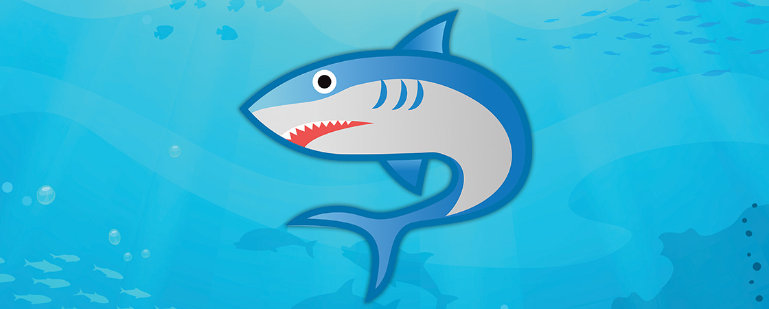 Illustration of a shark underwater